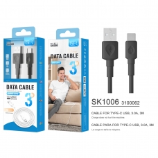 ISER SK1006 CABLE TYPE-C 3.0A 3M OD4.0 NEGRO