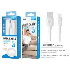 ISER SK1007 CABLE MICRO USB 3.0A 3M OD4.0 BLANCO