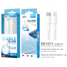 ISER SK1011 CABLE DE DATO LIGHTNING TO TYPE-C PD/20W 1.2M BLANCO