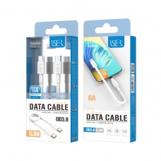 ISER SK1040 CABLE DE DATO TYPE-C TO TYPE-C OD3.8 6A 0.3M BLANCO