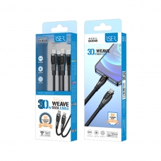 ISER SK1045 CABLE LIGHTNING TO TYPE-C ALEACIÓN DE ALUMINIO+TELA 30W 1M NEGRO