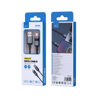 ISER SK1095 CABLE TRENZADO LIGHTNING CON LED DIGITAL 5A 1M NEGRO