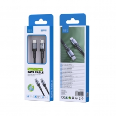 ISER SK1101 CABLE TRENZADO CARGA RÁPIDA TYPE-C TO TYPE-C 60W 1M NEGRO