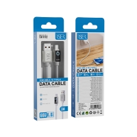 ISER SK1112 CABLE TRENZADO DE CARGA RÁPIDA CON LED PD USB-A TO TYPE-C 66W 6.0A 1M BLANCO