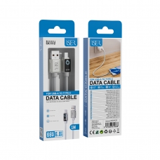 ISER SK1112 CABLE TRENZADO DE CARGA RÁPIDA CON LED PD USB-A TO TYPE-C 66W 6.0A 1M BLANCO