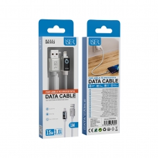 ISER SK1113 CABLE TRENZADO DE CARGA RÁPIDA CON LED PD USB-A TO LIGHTNING 15W 3.0A 1M BLANCO