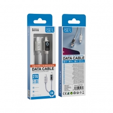 ISER SK1115 CABLE TRENZADO DE CARGA RÁPIDA CON LED PD TYPE-C TO LIGHTNING 27W 3.0A 1M BLANCO