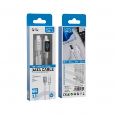 ISER SK1116 CABLE TRENZADO DE CARGA RÁPIDA CON LED PD TYPE-C TO TYPE-C 60W 3.0A 1M BLANCO