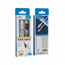 ISER SK1118 CABLE TRENZADO DE CARGA RÁPIDA CON LED PD TYPE-C TO TYPE-C 240W 6.0A 1M BLANCO