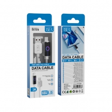 ISER SK1120 CABLE TRENZADO DE CARGA RÁPIDA CON LED PD TYPE-C TO TYPE-C 66W 6.0A 1M BLANCO