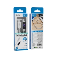 ISER SK1122 CABLE TRENZADO DE CARGA RÁPIDA CON LED PD TYPE-C TO TYPE-C 100W 5.0A 1M BLANCO