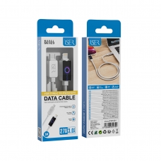 ISER SK1123 CABLE TRENZADO DE CARGA RÁPIDA CON LED PD TYPE-C TOLIGHTNING 27W 3.0A 1M BLANCO