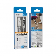 ISER SK1127 CABLE TRENZADO DE CARGA RÁPIDA CON LED PD TYPE-C TO LIGHTNING 27W 3.0A 1M BLANCO