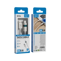 ISER SK1128 CABLE TRENZADO DE CARGA RÁPIDA CON LED PD USB-A TO TYPE-C 66W 6.0A 1M BLANCO