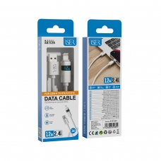 ISER SK1129 CABLE TRENZADO DE CARGA RÁPIDA CON LED PD USB-A TO LIGHTNING 12W 2.4A 1M BLANCO