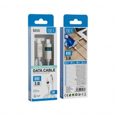 ISER SK1131 CABLE TRENZADO DE CARGA RÁPIDA CON LED PD TYPE-C TO TYPE-C 60W 3.0A 1M BLANCO