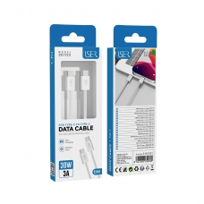 ISER SK1133 CABLE DE CARGA RÁPIDA TRENZADO TYPE-C TO TYPE-C 30W 3A 1M BLANCO