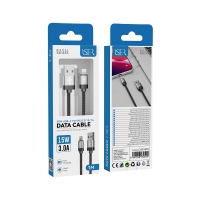 ISER SK1135 CABLE DE CARGA RÁPIDA TRENZADO LIGHTNING 15W 3.0A 1M NEGRO