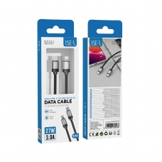 ISER SK1137 CABLE DE CARGA RÁPIDA TRENZADO TYPE-C TO LIGHTNING 27W 3.0A 1M NEGRO