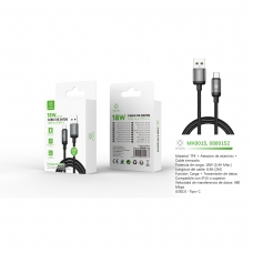 MX0015 Cable de Datos USB TO Type-C 30W 2m-Negro