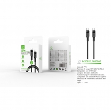 MX0020 Cable De Datos Type-C To Type-C 60W 1m-Negro