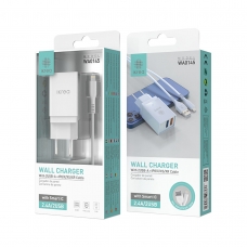 IKREA WA0145 CARGADOR SMART IC CON CABLE LIGHTNING 2 PUERTOS 2.4A BLANCO
