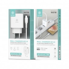 IKREA WA0188 CARGADOR QC3.0 CON CABLE LIGHTNING Y INDICADOR DE CARGA 3.4A 18W BLANCO