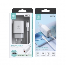 IKREA WA0196 CARGADOR SMART IC CON CABLE TYPE-C 2.4A BLANCO