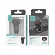 IKREA WA0201 CARGADOR PARA COCHE 2 PUERTOS USB-A 2.4A CON SMART IC NEGRO