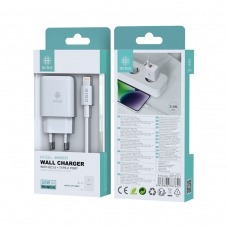 IKREA WA0231 CARGADOR 2 PUERTOS TYPE-C+USB CON CABLE C-LIGHTNING 25W BLANCO