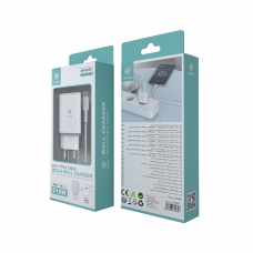 IKREA WA0281 CARGADOR QC3.0 CON CABLE TYPE-C 1 PUERTO USB-A 3.0A 18W BLANCO
