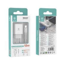 IKREA WA0307 CARGADOR RÁPIDO 1 PUERTO USB-A CON CABLE LIGHTNING 12W BLANCO