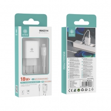 IKREA WA0314 CARGADOR RÁPIDO CON PUERTO USB-A Y CABLE LIGHTNING 18W BLANCO