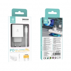 IKREA WA0325 CARGADOR PD CON CABLE TYPE-C TO TYPE-C 25W 3A MAX BLANCO