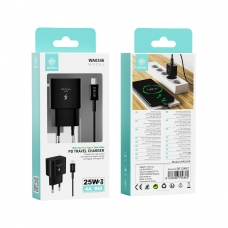 IKREA WA0346 CARGADOR PD CON CABLE TYPE-C TO TYPE-C 25W 4A MAX NEGRO