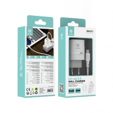 IKREA WA0373 CARGADOR PD+QC3.0 2 PUERTOS USB-A/TYPE-C CON CABLE TYPE-C TO TYPE-C 30W GAN BLANCO