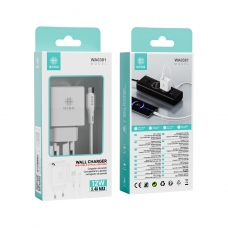 IKREA WA0381 CARGADOR PD CON PUERTO USB-A Y CABLE MICRO USB 12W 2.4A MAX BLANCO