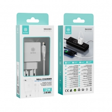 IKREA WA0383 CARGADOR PD CON PUERTO USB-A Y CABLE LIGHTNING 12W 2.4A MAX BLANCO