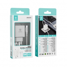 IKREA WA0404 CARGADOR PD CON PUERTO USB-C Y CABLE TYPE-C TO TYPE-C 45W GaN BLANCO