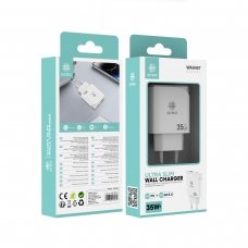 IKREA WA0407 CARGADOR ULTRA SLIM PD+QC3.0 2 PUERTOS USB-A/TYPE-C 35W BLANCO