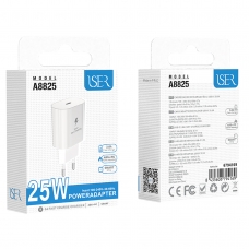 ISER A8825 CARGADOR RÁPIDO CON SMART IC PD 3A 25W BLANCO