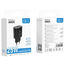 ISER A8825 CARGADOR RÁPIDO CON SMART IC PD 3A 25W NEGRO