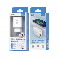 ISER SA0072 CARGADOR CON SMART IC 2 PUERTOS USB-A 2.4A BLANCO