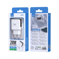 ISER SA0098 CARCADOR 2 PUERTOS QC3.0 TYPE-C/USB-A CON CABLE TYPE-C TO TYPE-C 20W BLANCO