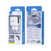 ISER SA0099 CARCADOR 2 PUERTOS QC3.0 TYPE-C/USB-A CON CABLE TYPE-C TO LIGHTNING 20W BLANCO