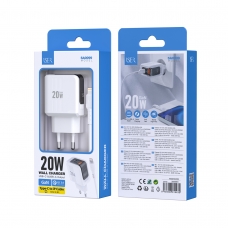 ISER SA0099 CARCADOR 2 PUERTOS QC3.0 TYPE-C/USB-A CON CABLE TYPE-C TO LIGHTNING 20W BLANCO