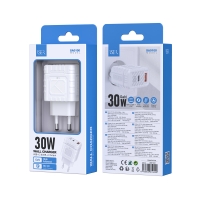 ISER SA0100 CARGADOR QC3.0 2 PUERTOS TYPE-C/USB-A 30W GAN HIGH POWERED BLANCO
