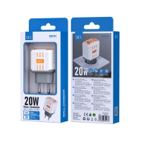 ISER SA0103 CARCADOR 2 PUERTOS QC3.0 TYPE-C/USB-A GAN HIGH POWERED 20W GRIS+NARANJA