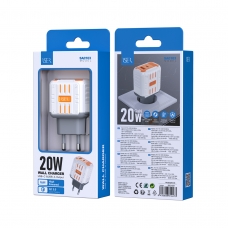 ISER SA0103 CARCADOR 2 PUERTOS QC3.0 TYPE-C/USB-A GAN HIGH POWERED 20W GRIS+NARANJA