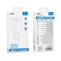 ISER SA0123 CARGADOR USB-C PD CON CABLE TYPE-C TO LIGHTNING 20W 3A BLANCO